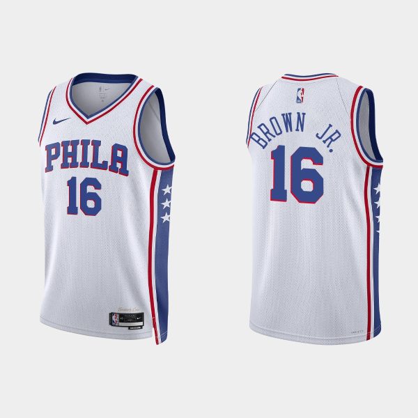 Philadelphia 76ers Charlie Brown Jr. #16 2022-23 Association Edition White Jersey Swingman