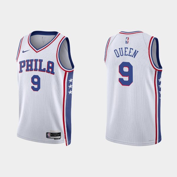 Philadelphia 76ers Trevelin Queen #9 2022-23 Association Edition White Jersey Swingman