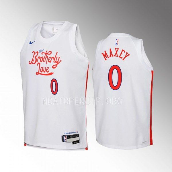 Philadelphia 76ers Tyrese Maxey City Edition White Youth Jersey Swingman #0