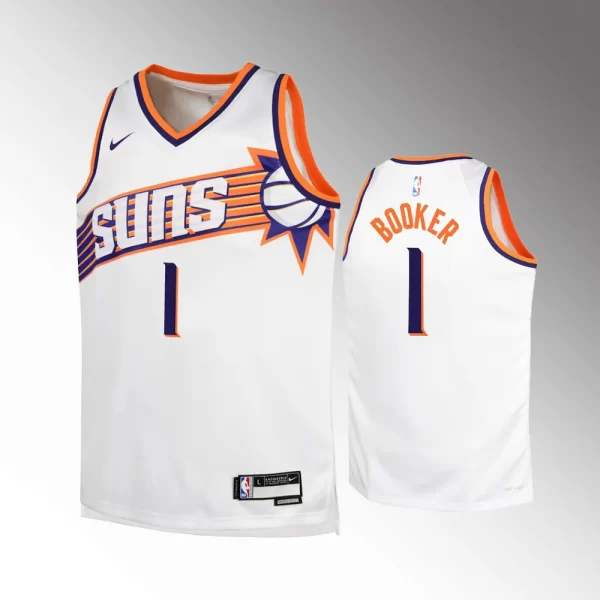 Phoenix Suns #1 Devin Booker 2023-24 Association Edition Swingman White Jersey