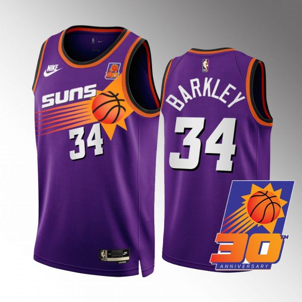 Phoenix Suns 30th Anniversary Charles Barkley Purple #34 Jersey Classic Edition