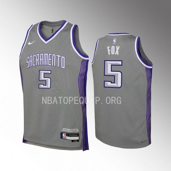 Sacramento Kings De'Aaron Fox City Edition Grey Youth Jersey Swingman #5