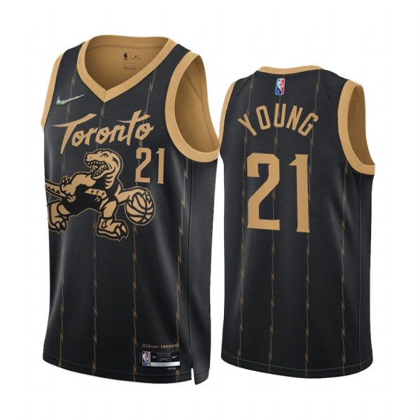 Thaddeus Young 2022 Toronto Raptors Black #21 City Edition Jersey 75th Diamond Badge