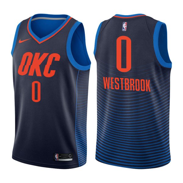 Thunder Male Russell Westbrook #0 2017-18 Statement Navy Jersey