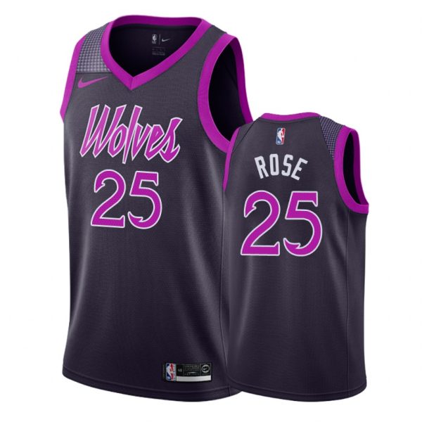 Timberwolves Male Derrick Rose #25 2018-19 City Purple Jersey