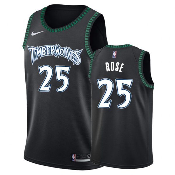 Timberwolves Male Derrick Rose #25 2018-19 Classic Black Jersey