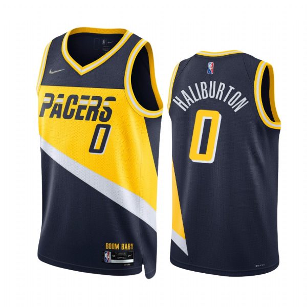 Tyrese Haliburton 2022 Indiana Pacers Blue #0 City Edition Jersey Diamond Badge