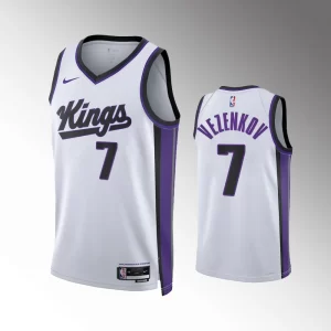 Unisex Sacramento Kings #7 Association Edition White 2023-24 Sasha Vezenkov Jersey Swingman