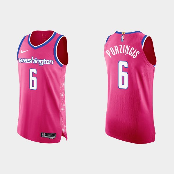 Washington Wizards #6 Kristaps Porzingis  Cherry Blossom City Pink Jersey