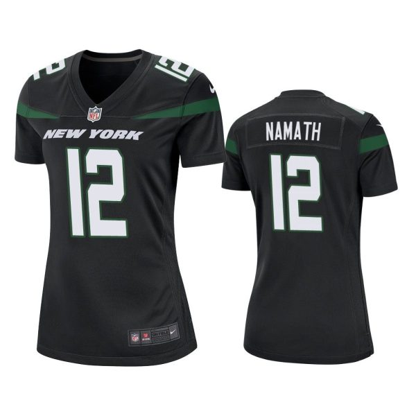 Women 2019 Joe Namath #12 New York Jets Black Game Jersey