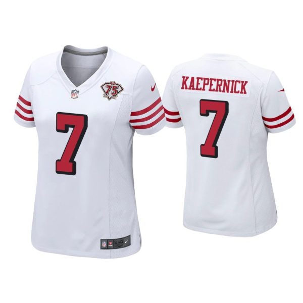 Women Colin Kaepernick San Francisco 49ers White 75th Anniversary Jersey