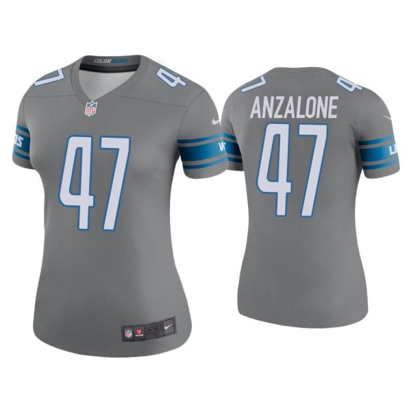 Women Color Rush Legend Alex Anzalone Detroit Lions Steel Jersey