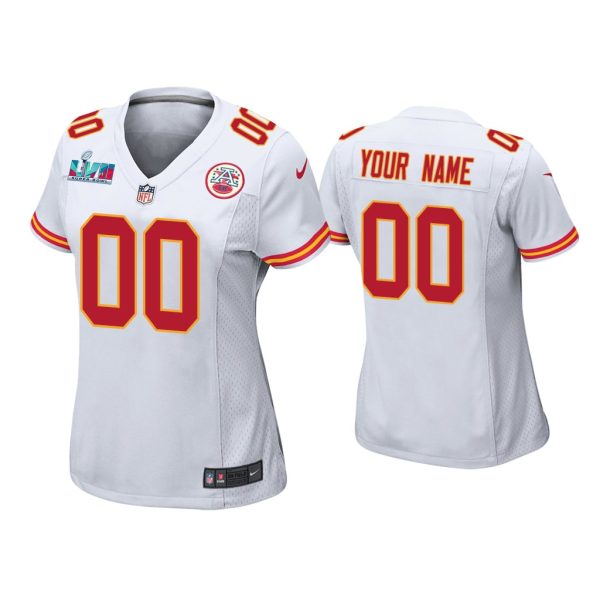 Women Custom Kansas City Chiefs Super Bowl LVII White Game Jersey