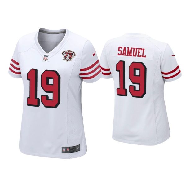 Women Deebo Samuel San Francisco 49ers White 75th Anniversary Jersey