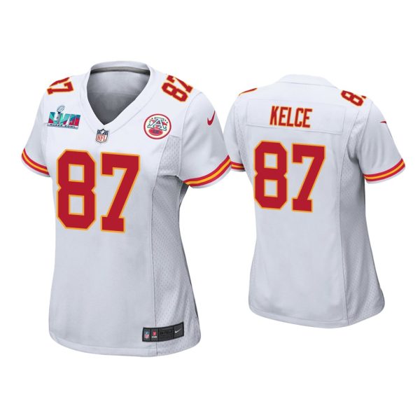 Women Travis Kelce Kansas City Chiefs Super Bowl LVII White Game Jersey