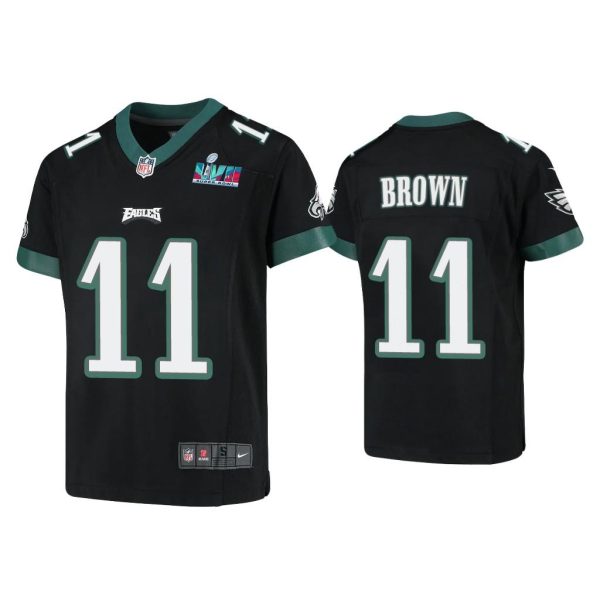 Youth A.J. Brown Philadelphia Eagles Super Bowl LVII Black Game Jersey