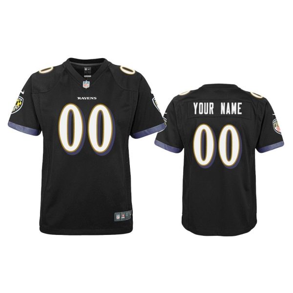Youth Custom Baltimore Ravens Black Game Jersey
