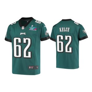 Youth Jason Kelce Philadelphia Eagles Super Bowl LVII Midnight Green Game Jersey