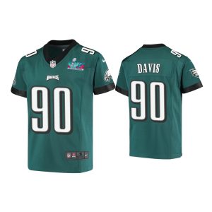 Youth Jordan Davis Philadelphia Eagles Super Bowl LVII Midnight Green Game Jersey
