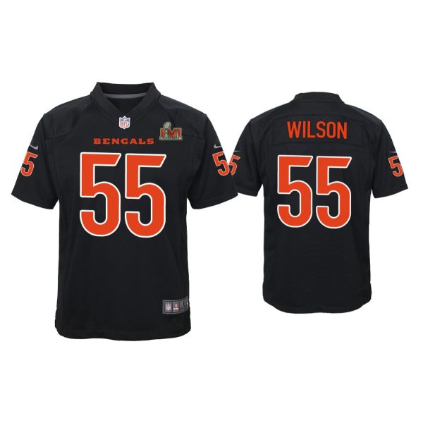 Youth Logan Wilson Cincinnati Bengals Super Bowl LVI Black Game Fashion Jersey