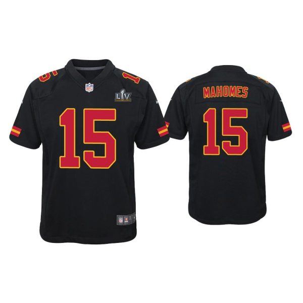 Youth Patrick Mahomes Kansas City Chiefs Super Bowl LV Black Game Fashion Jersey