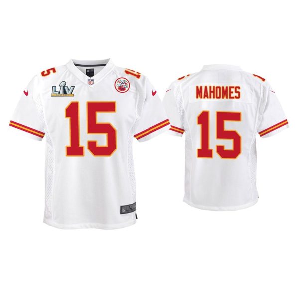 Youth Patrick Mahomes Kansas City Chiefs Super Bowl LV White Game Jersey