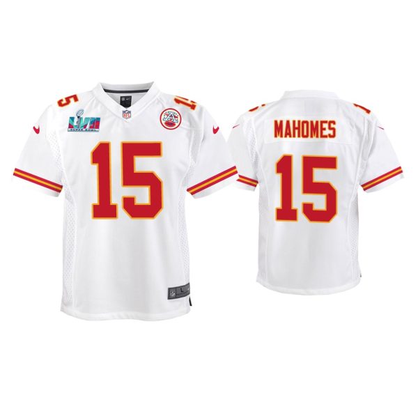 Youth Patrick Mahomes Kansas City Chiefs Super Bowl LVII White Game Jersey
