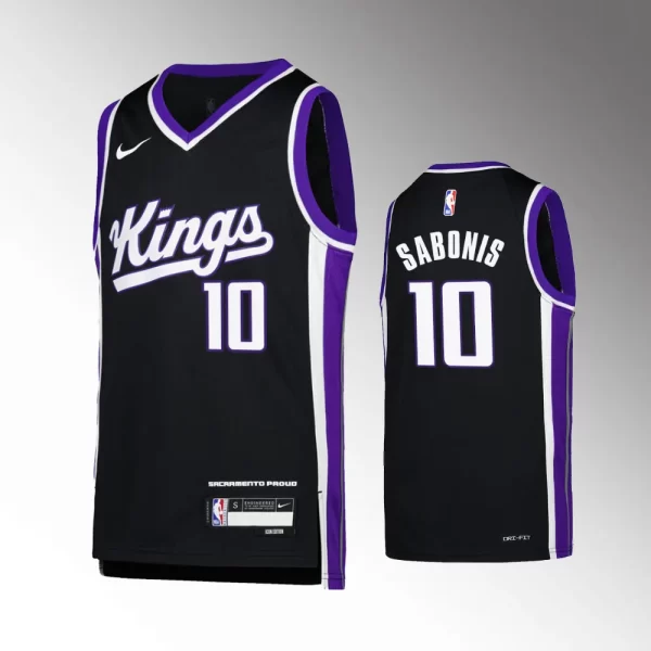Youth Sacramento Kings #10 Domantas Sabonis Black 2023-24 Jersey - Icon Edition