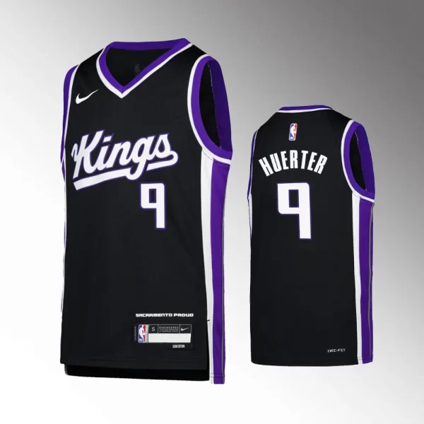 Youth Sacramento Kings #9 Kevin Huerter Black 2023-24 Jersey - Icon Edition