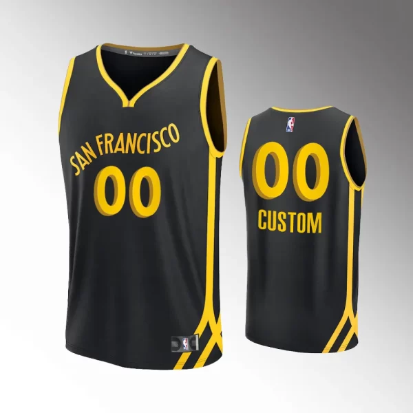 Unisex #00 Custom Golden State Warriors Fast Break 2023-24 City Edition Black Jersey