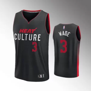 Unisex #3 Dwyane Wade Miami Heat Fast Break 2023-24 City Edition Black Jersey