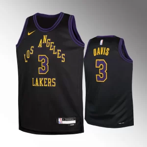 Youth Los Angeles Lakers #3 Anthony Davis 2023-24 City Edition Swingman Black Jersey