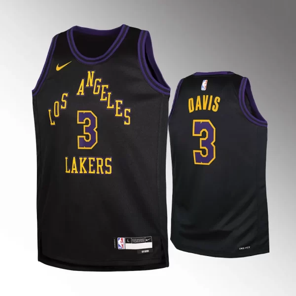 Youth Los Angeles Lakers #3 Anthony Davis 2023-24 City Edition Swingman Black Jersey