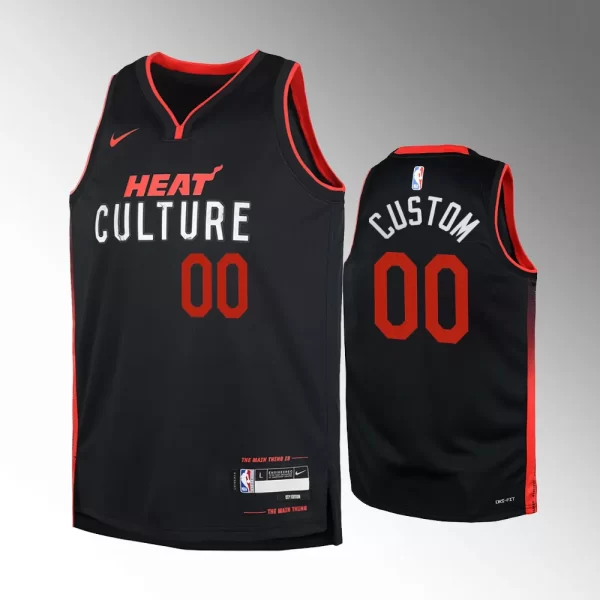 Youth Miami Heat #00 Custom 2023-24 City Edition Swingman Black Jersey