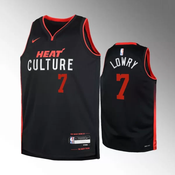 Youth Miami Heat #7 Kyle Lowry 2023-24 City Edition Swingman Black Jersey