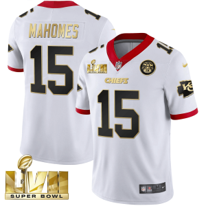 Men Kansas City Chiefs Super Bowl LVII Gold Trim Vapor Jersey