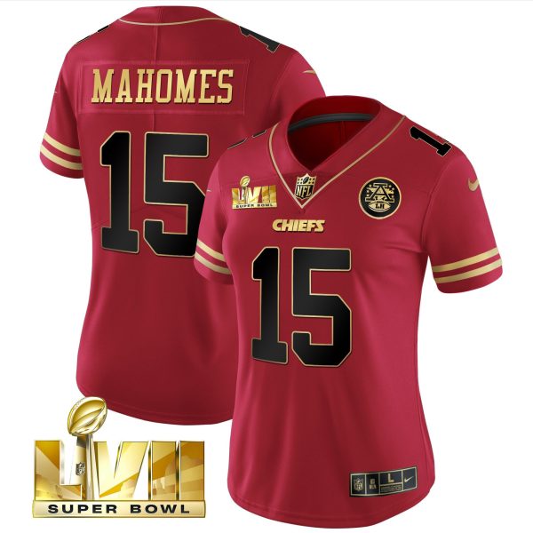 Women Kansas City Chiefs Super Bowl LVII Red Gold Vapor Jersey
