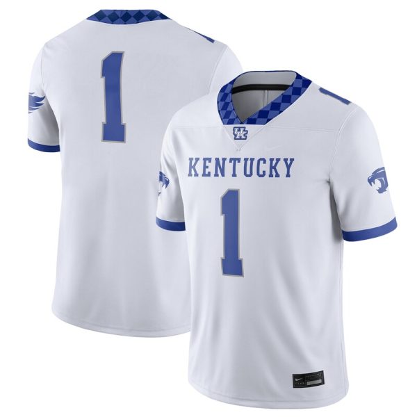#1 Kentucky Wildcats Football Game Jersey - White/Royal