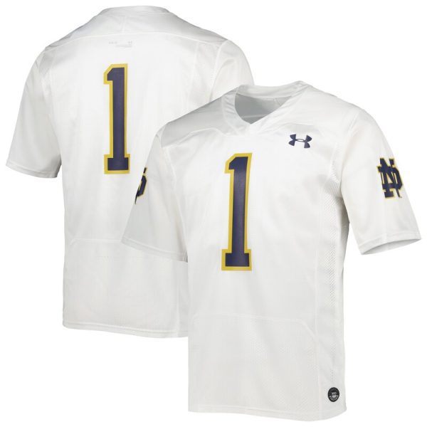 #1 Notre Dame Fighting Irish Team Wordmark Replica Football Jersey - White