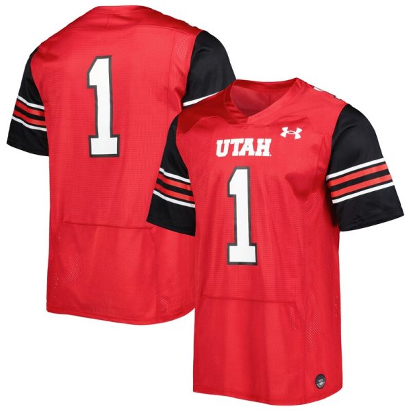 #1 Utah Utes Team Wordmark Replica Football Jersey - Red