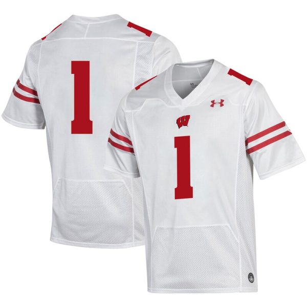 #1 Wisconsin Badgers Premier Football Jersey - White