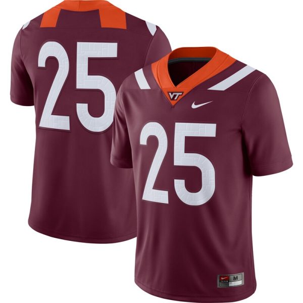 #25 Virginia Tech Hokies Game Player Jersey - Maroon