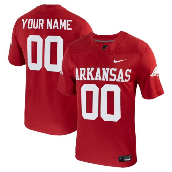 Arkansas Razorbacks Custom Football Game Jersey - Cardinal