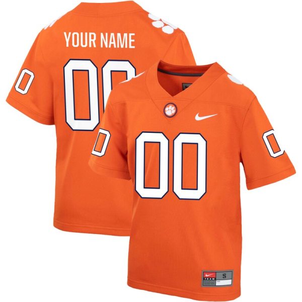 Clemson Tigers Youth Custom Game Jersey - Orange