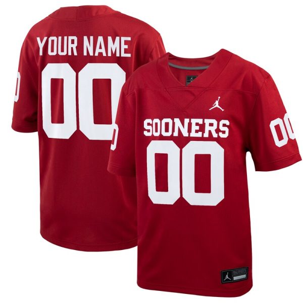 Oklahoma Sooners Youth Custom Football Game Jersey - Crimson