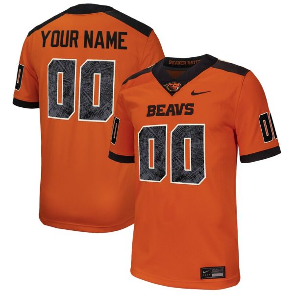 Oregon State Beavers Custom Football Game Jersey - Orange