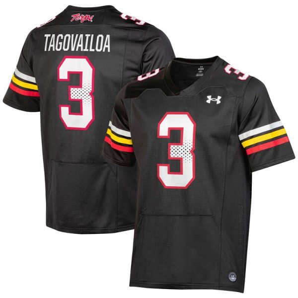 Taulia Tagovailoa Maryland Terrapins NIL Football Replica Player Jersey - Black