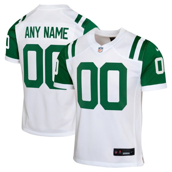New York Jets Youth Classic Alternate Custom Replica Jersey - White