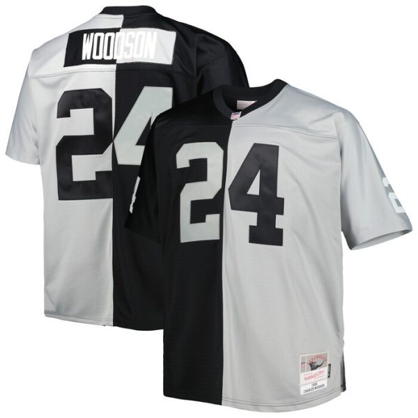 Charles Woodson Las Vegas Raiders Mitchell & Ness Split Legacy Retired Player Replica Jersey - Black/Silver