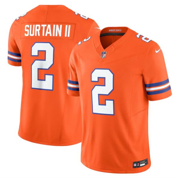 Youth Denver Broncos #2 Pat Surtain II Orange F.U.S.E. Mile High Collection 1977 Throwback Vapor Limited Football Stitched Jersey